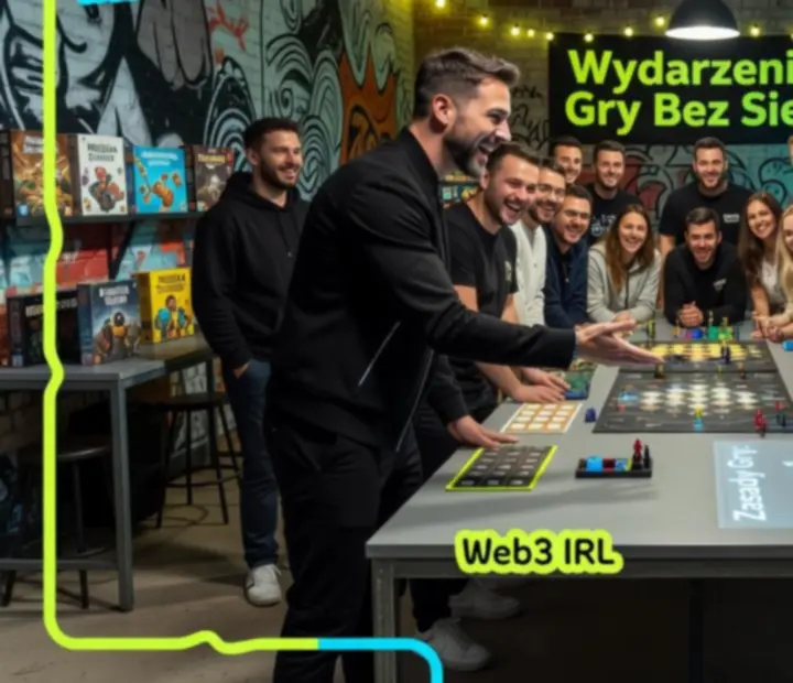 Prowadzący Zagrolavista tłumaczy zasady gry przy stole grupie gości