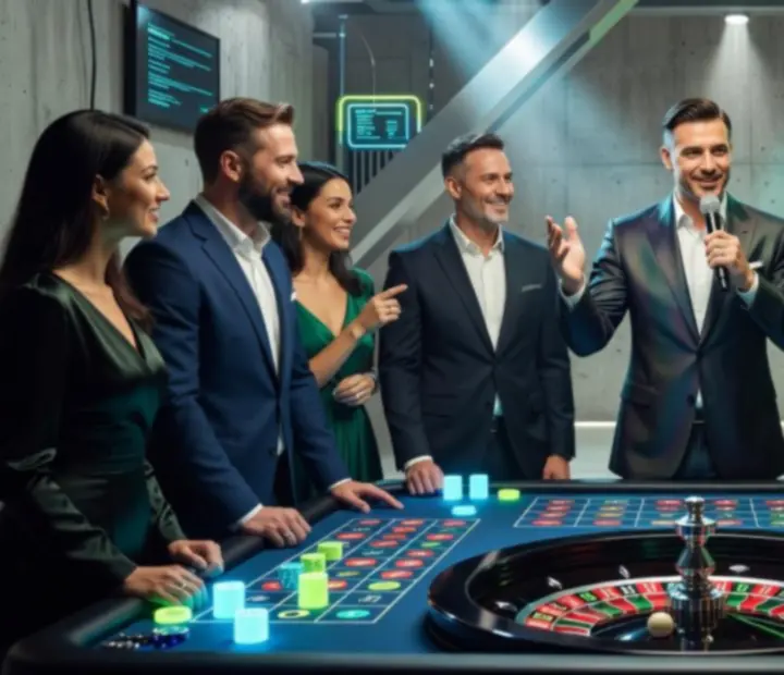 Host Zagrolavista prowadzący ruletkową atrakcję w klimacie show
